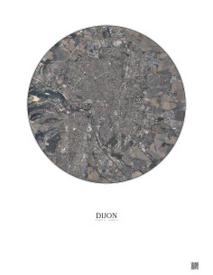 Dijon Satellite View Poster 5km Color | Gravura – Light background