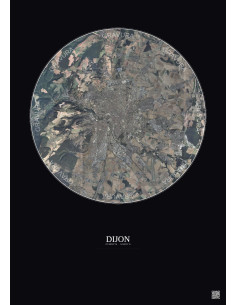 Dijon Satellite View Poster 10km Color | Gravura – Dark background