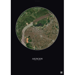 Affiche Asuncion – Poster vue satellite 6km Couleur | Gravura – Fond foncé