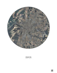 Dijon Satellite View Poster 10km Color | Gravura – Light background
