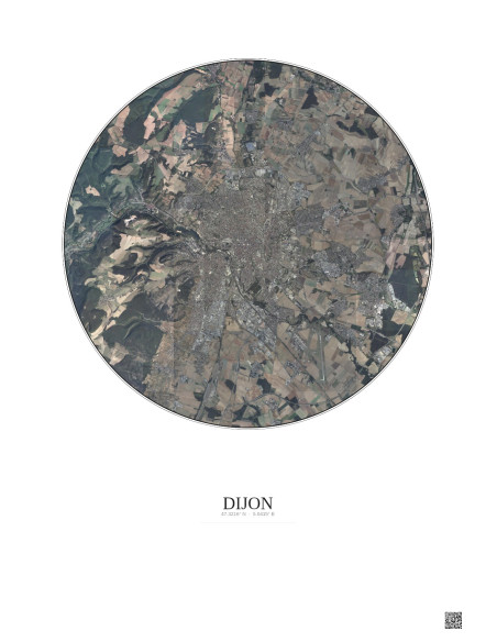 Dijon Satellite View Poster 10km Color | Gravura – Light background
