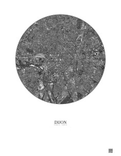 Dijon Satellite View Poster 2.5km B&W | Gravura – Light background