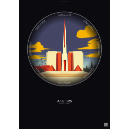 Affiche Algiers – Poster illustration vintage – Martyrs Memorial | Gravura – Fond foncé
