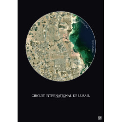 Affiche Circuit International De Lusail – Poster vue satellite 10km Couleur | Gravura – Fond foncé