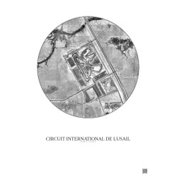 Affiche Circuit International De Lusail – Poster vue satellite 2.5km N&B | Gravura – Fond clair