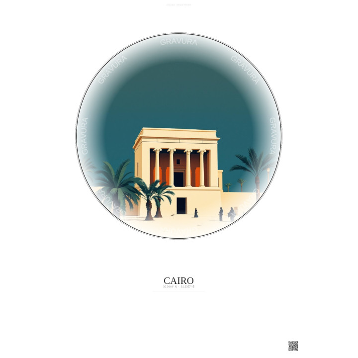 Cairo Vintage Travel Poster – Egyptian Museum | Gravura – Light background