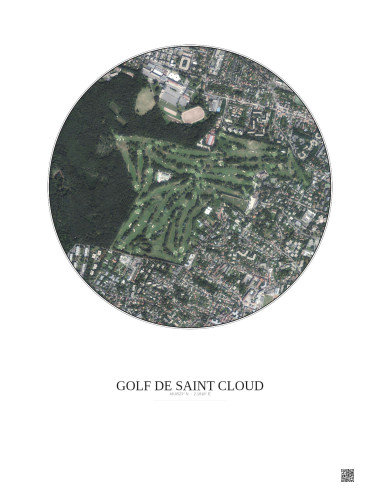 Affiche Golf De Saint Cloud – Poster vue satellite 1km Couleur | Gravura – Fond clair