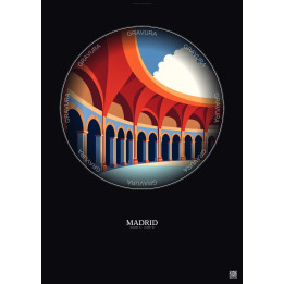 Affiche Madrid – Poster illustration vintage – Bernabeu | Gravura – Fond foncé