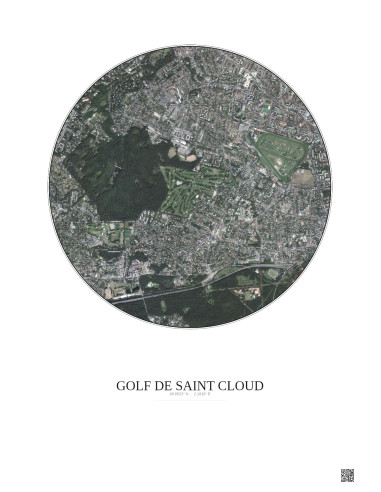 Affiche Golf De Saint Cloud – Poster vue satellite 2.5km Couleur | Gravura – Fond clair