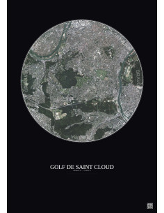Golf De Saint Cloud Satellite View Poster 5km Color | Gravura – Dark background