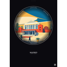 Affiche Madrid – Poster illustration vintage – Museo Del Prado | Gravura – Fond foncé