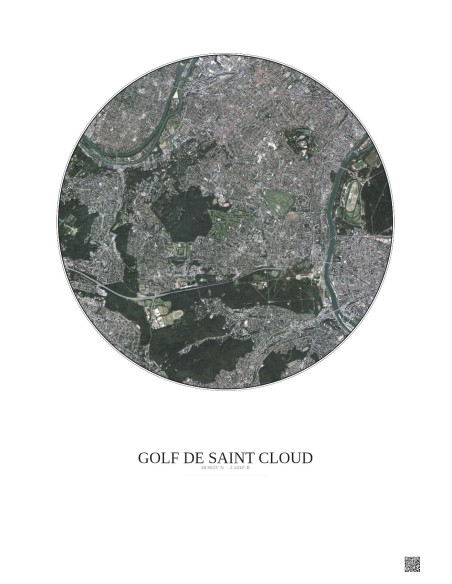 Golf De Saint Cloud Satellite View Poster 5km Color | Gravura – Light background