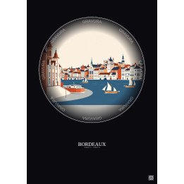 Affiche Bordeaux – Poster illustration vintage – Bordeaux | Gravura – Fond foncé