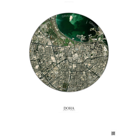 Affiche Doha – Poster vue satellite 2.5km Couleur | Gravura – Fond clair