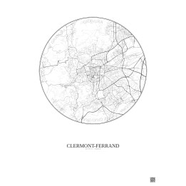 Affiche Clermont Ferrand – Poster carte de ville 5km | Gravura – Fond clair