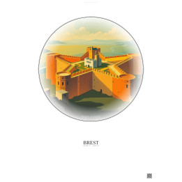 Affiche Brest – Poster illustration vintage – Brest Fortress | Gravura – Fond clair