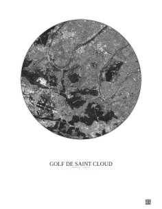 Golf De Saint Cloud Satellite View Poster 10km B&W | Gravura – Light background