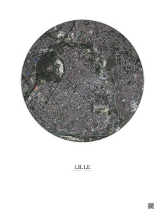 Lille Satellite View Poster 2.5km Color | Gravura – Light background