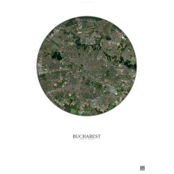 Affiche Bucharest – Poster vue satellite 10km Couleur | Gravura – Fond clair