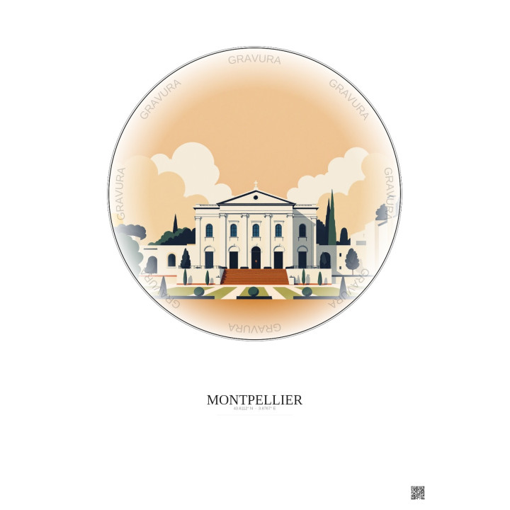 Affiche Montpellier – Poster illustration vintage – Musee Fabre | Gravura – Fond clair