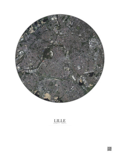Affiche Lille – Poster vue satellite 5km Couleur | Gravura – Fond clair