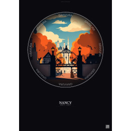 Affiche Nancy – Poster illustration vintage – Nancy | Gravura – Fond foncé