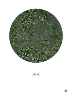 Lille Satellite View Poster 10km Color | Gravura – Light background