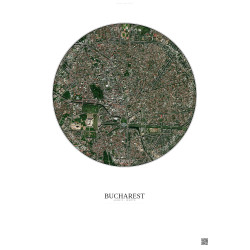 Affiche Bucharest – Poster vue satellite 2.5km Couleur | Gravura – Fond clair