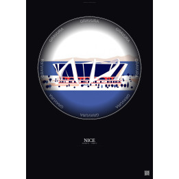 Affiche Nice – Poster illustration vintage – Allianz Riviera | Gravura – Fond foncé