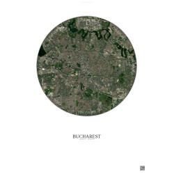 Affiche Bucharest – Poster vue satellite 6km Couleur | Gravura – Fond clair