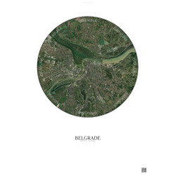 Affiche Belgrade – Poster vue satellite 10km Couleur | Gravura – Fond clair