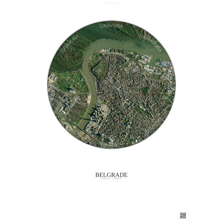 Affiche Belgrade – Poster vue satellite 2.5km Couleur | Gravura – Fond clair