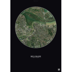Affiche Belgrade – Poster vue satellite 6km Couleur | Gravura – Fond foncé
