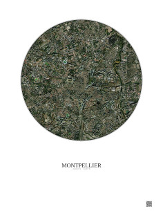 Affiche Montpellier – Poster vue satellite 2.5km Couleur | Gravura – Fond clair