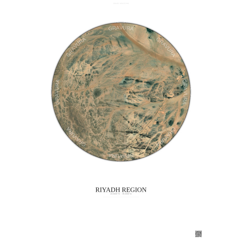 Affiche Riyadh Region – Poster vue satellite 10km Couleur | Gravura – Fond clair