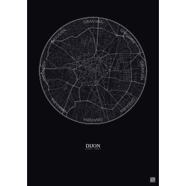 Affiche Dijon – Poster carte de ville 2.5km | Gravura – Fond foncé