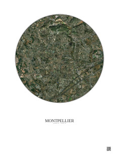 Affiche Montpellier – Poster vue satellite 5km Couleur | Gravura – Fond clair