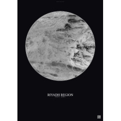 Affiche Riyadh Region – Poster vue satellite 2.5km N&B | Gravura – Fond foncé