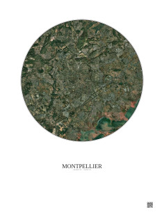 Affiche Montpellier – Poster vue satellite 10km Couleur | Gravura – Fond clair