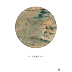 Affiche Riyadh Region – Poster vue satellite 2.5km Couleur | Gravura – Fond clair