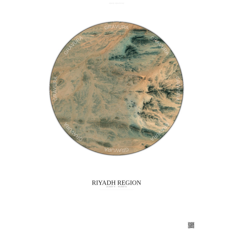Affiche Riyadh Region – Poster vue satellite 2.5km Couleur | Gravura – Fond clair