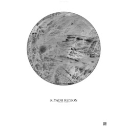 Affiche Riyadh Region – Poster vue satellite 6km N&B | Gravura – Fond clair