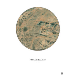 Affiche Riyadh Region – Poster vue satellite 6km Couleur | Gravura – Fond clair