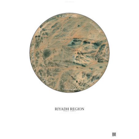 Affiche Riyadh Region – Poster vue satellite 6km Couleur | Gravura – Fond clair