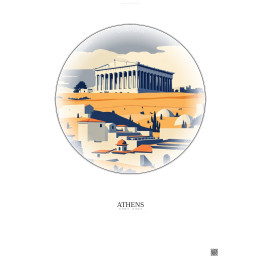 Affiche Athens – Poster illustration vintage – Athens | Gravura – Fond clair