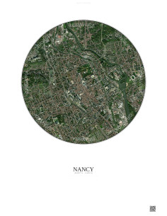 Nancy Satellite View Poster 2.5km Color | Gravura – Light background