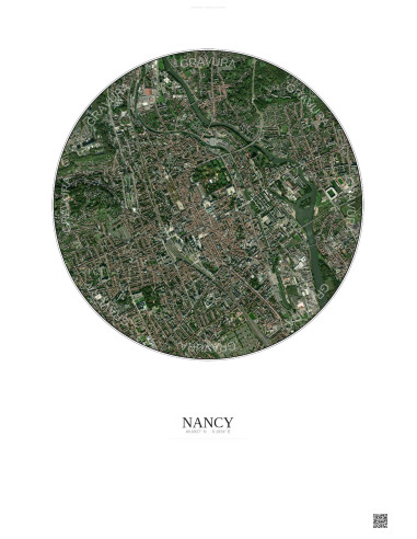 Nancy Satellite View Poster 2.5km Color | Gravura – Light background