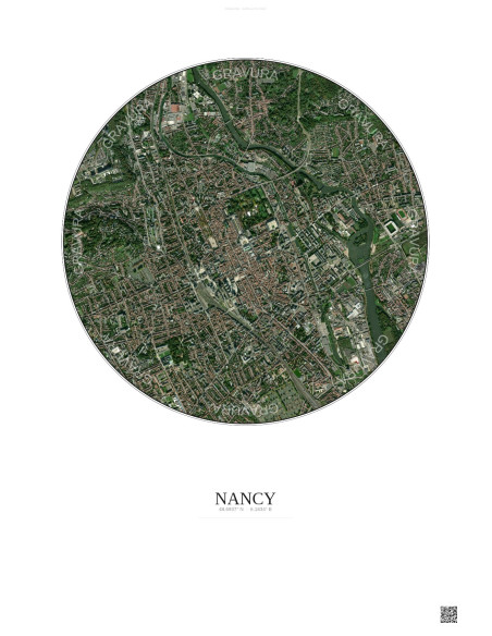 Nancy Satellite View Poster 2.5km Color | Gravura – Light background