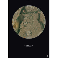 Affiche Khartoum – Poster vue satellite 10km Couleur | Gravura – Fond foncé