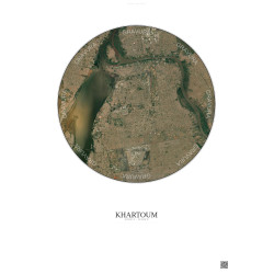 Affiche Khartoum – Poster vue satellite 10km Couleur | Gravura – Fond clair